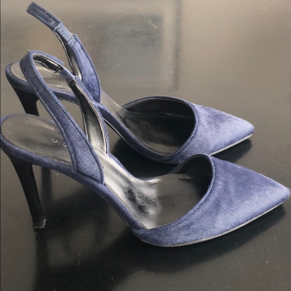 Banana Republic Navy Faux Fur Sling Backs
